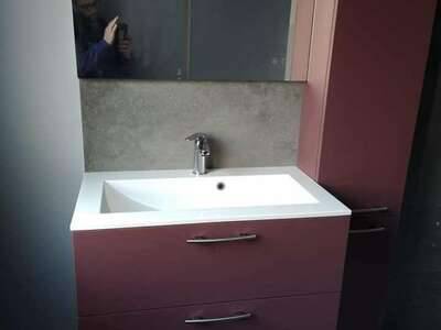 meuble salle de bain violet